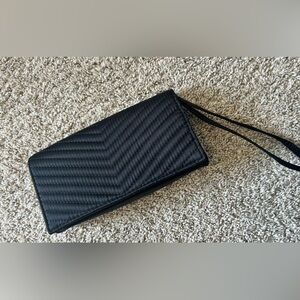 Vintage Neiman Marcus Black Clutch Purse‎ Satin Quilted Wristlet Bag